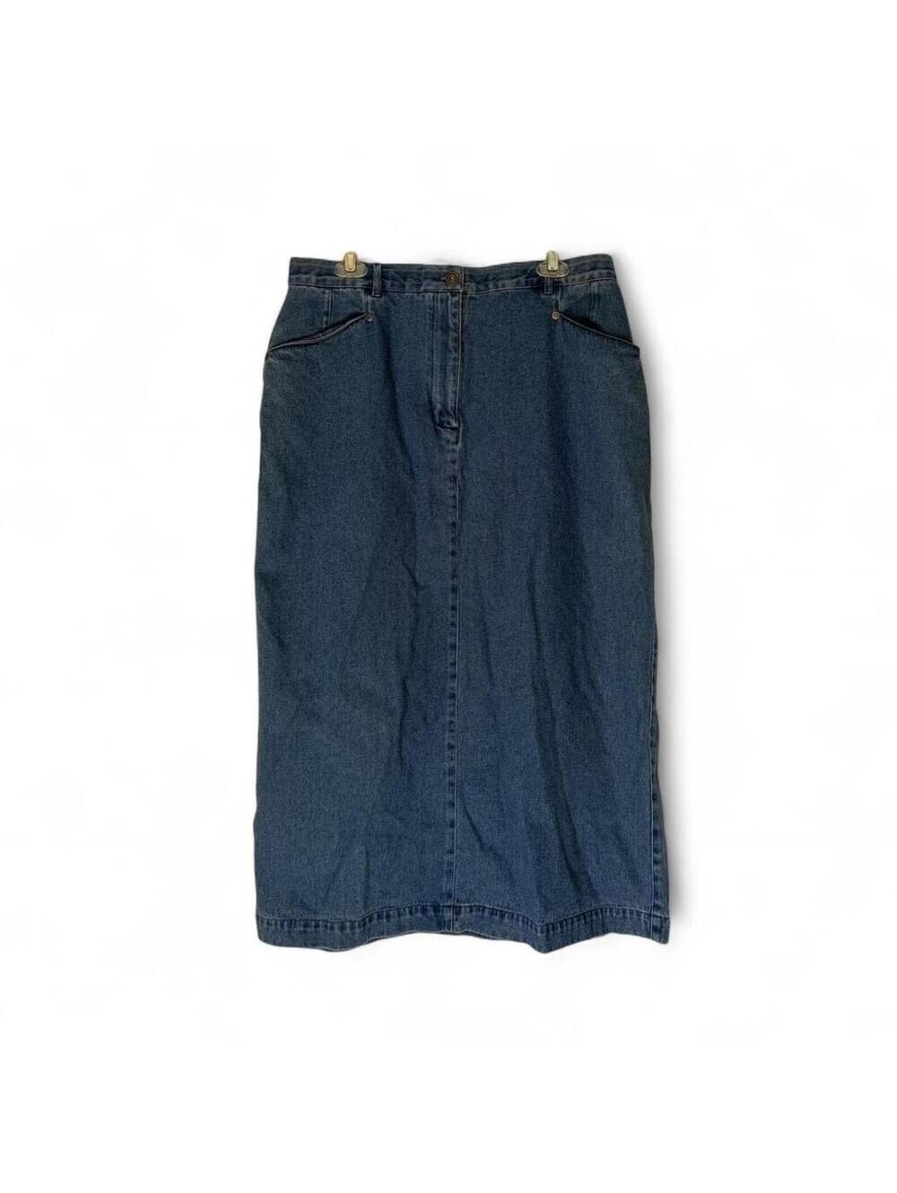 Christopher & Banks blue denim midi skirt with pockets jean 100% cotton Size 16